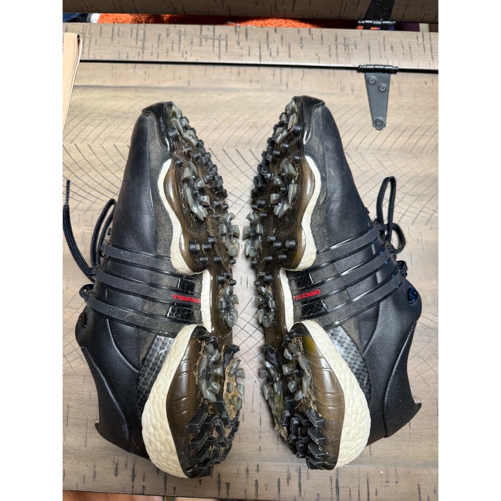 Adidas Tour360 Golf Shoes Mens 9 Black Leather Spikeless Waterproof - Picture 5 of 9